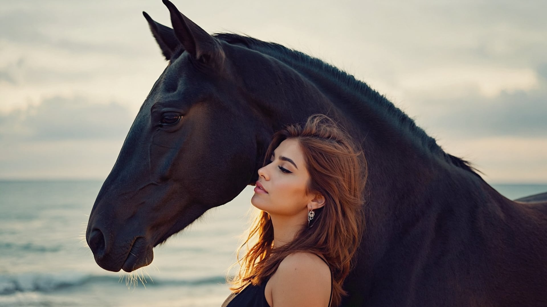 A horse and rider at dusk